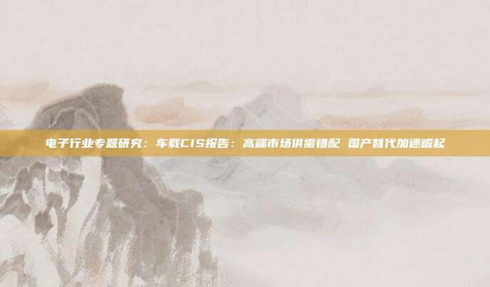 电子行业专题研究:车载CIS报告:高端市场供需错配 国产替代加速崛起
