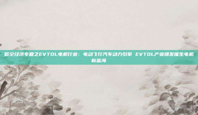 低空经济专题之EVTOL电机行业：电动飞行汽车动力引擎 EVTOL产业爆发催生电机新蓝海