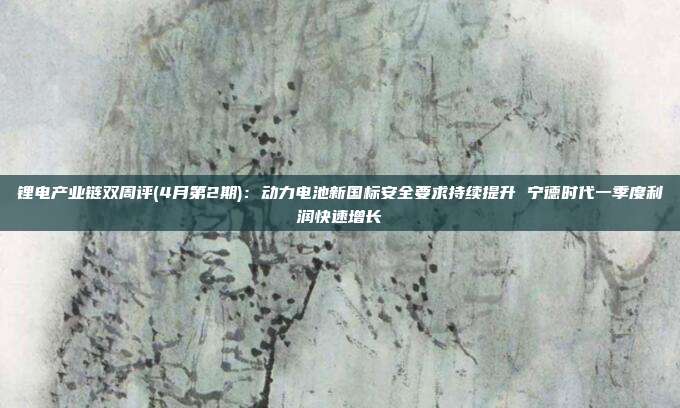 锂电产业链双周评(4月第2期):动力电池新国标安全要求持续提升 宁德时代一季度利润快速增长