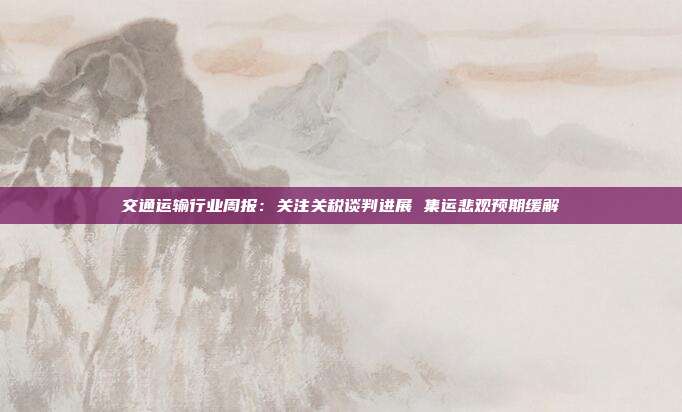 交通运输行业周报:关注关税谈判进展 集运悲观预期缓解