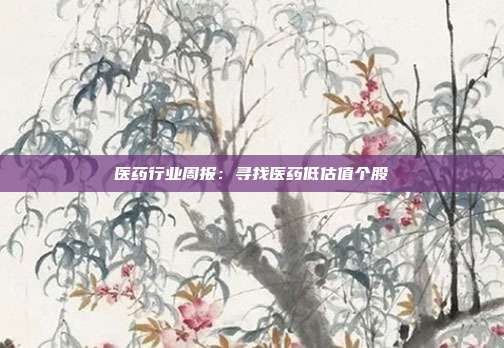 医药行业周报:寻找医药低估值个股