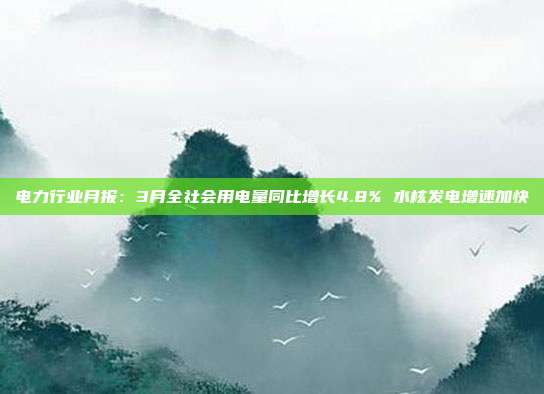 电力行业月报:3月全社会用电量同比增长4.8% 水核发电增速加快