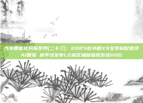 汽车智能化月报系列(二十三):2025款小鹏X9全系标配图灵AI智驾 地平线发布L2城区辅助驾驶系统HSD