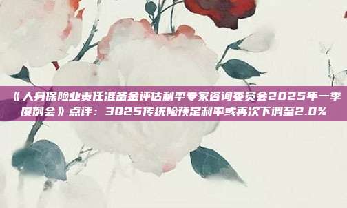《人身保险业责任准备金评估利率专家咨询委员会2025年一季度例会》点评:3Q25传统险预定利率或再次下调至2.0%