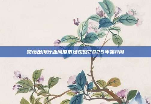 跨境出海行业周度市场观察2025年第11周