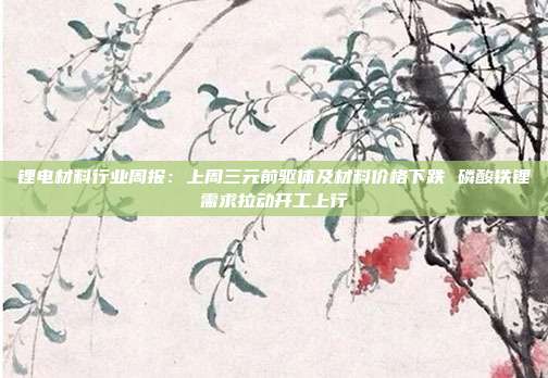 锂电材料行业周报:上周三元前驱体及材料价格下跌 磷酸铁锂需求拉动开工上行