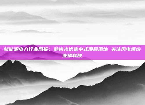 新能源电力行业周报:静待光伏集中式项目落地 关注风电板块业绩释放