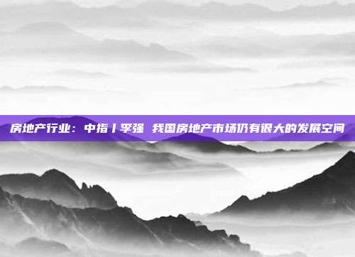 房地产行业：中指丨李强 我国房地产市场仍有很大的发展空间