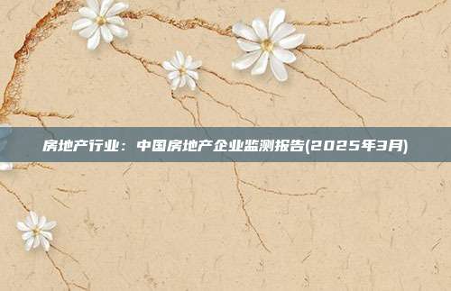 房地产行业:中国房地产企业监测报告(2025年3月)