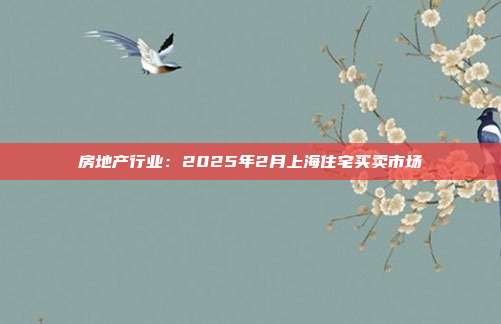 房地产行业：2025年2月上海住宅买卖市场