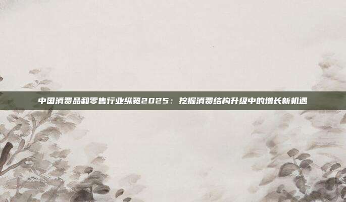 中国消费品和零售行业纵览2025:挖掘消费结构升级中的增长新机遇