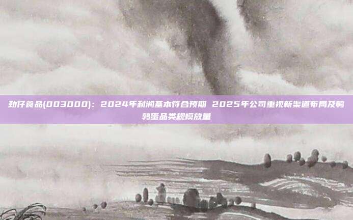 劲仔食品(003000):2024年利润基本符合预期 2025年公司重视新渠道布局及鹌鹑蛋品类规模放量
