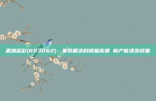 麦加芯彩(603062):集装箱涂料销量高增 新产能逐步放量