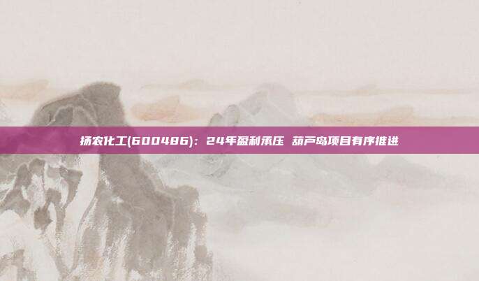 扬农化工(600486):24年盈利承压 葫芦岛项目有序推进