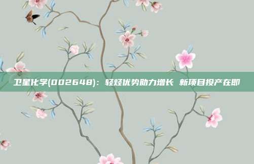 卫星化学(002648):轻烃优势助力增长 新项目投产在即
