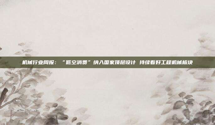机械行业周报:“低空消费”纳入国家顶层设计 持续看好工程机械板块