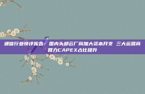 通信行业快评报告:国内头部云厂商加大资本开支 三大运营商算力CAPEX占比提升