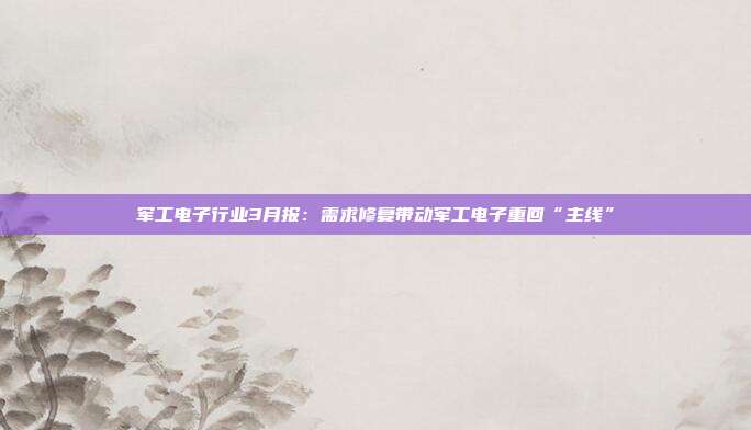 军工电子行业3月报:需求修复带动军工电子重回“主线”