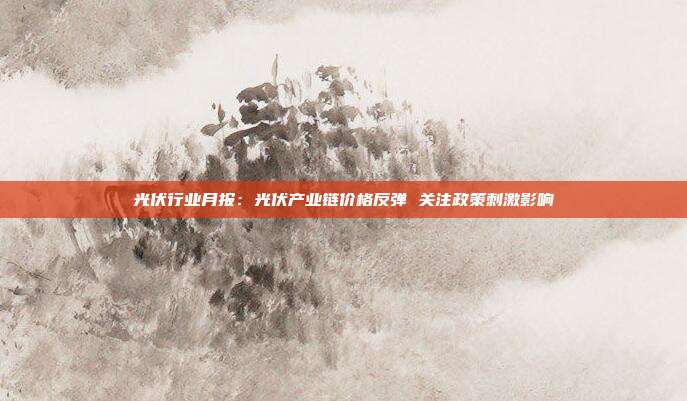 光伏行业月报:光伏产业链价格反弹 关注政策刺激影响