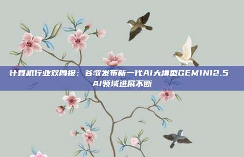 计算机行业双周报:谷歌发布新一代AI大模型GEMINI2.5 AI领域进展不断