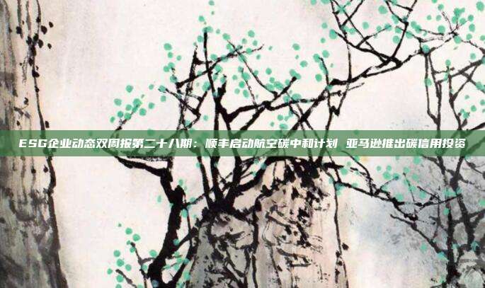 ESG企业动态双周报第二十八期:顺丰启动航空碳中和计划 亚马逊推出碳信用投资