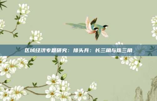 区域经济专题研究:排头兵:长三角与珠三角
